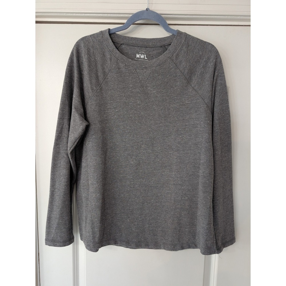 Madewell MWL womens Raglan Sweatshirt Heather Gray Crew Neck Small lounge preppy